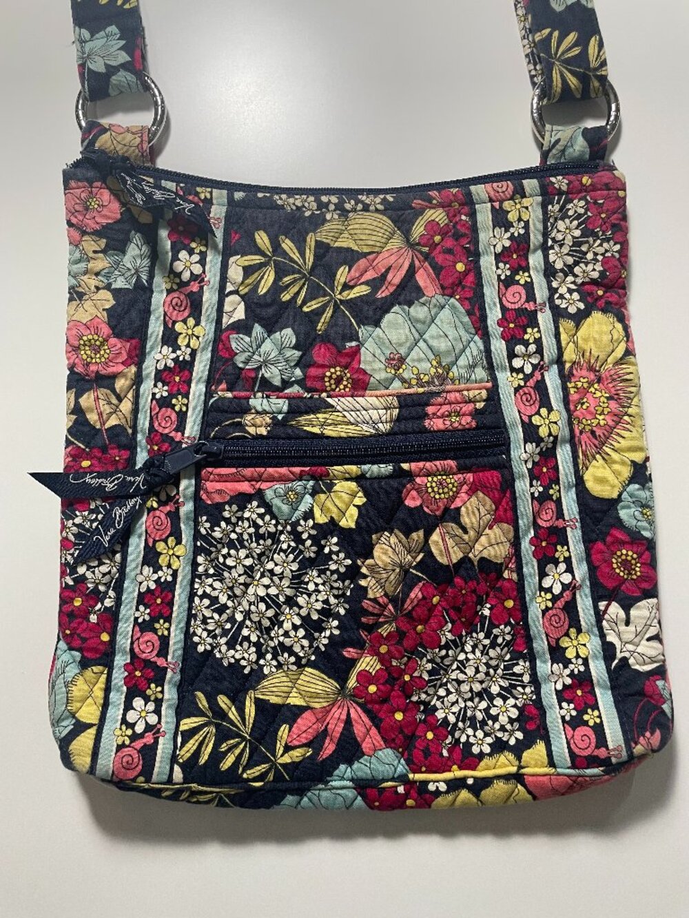 Vera Bradley Navy Floral Crossbody Purse Made in USA Adjustable Strap Great